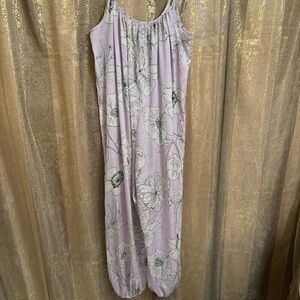 Victorias Secret Lilac White Floral Satin Pants Jumpsuit Medium NWOT